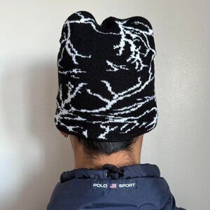 Y2K 2000s grunge black punk lightning bolt thunder crew beanie